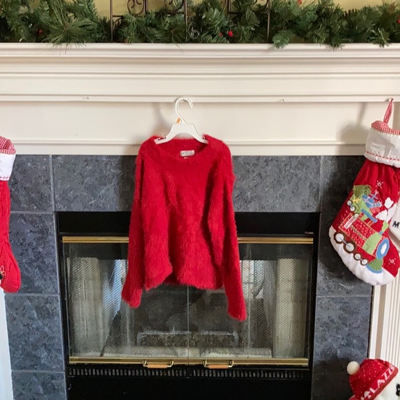 H&M Red Fuzzy Sweater - Picture 1 of 2
